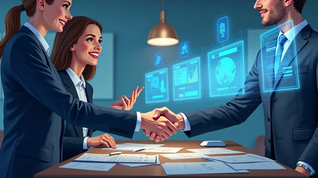 Timeline illustrating the evolution from traditional handshake sales to AI-powered digital sales tools in a blended office environment