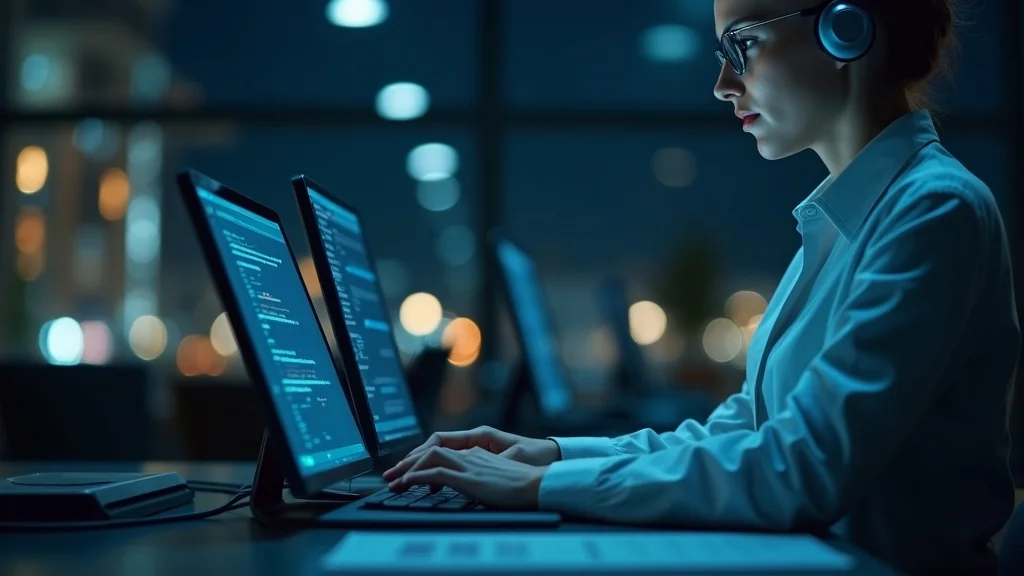 Secure AI front desk providing attentive overnight support in a business lobby.